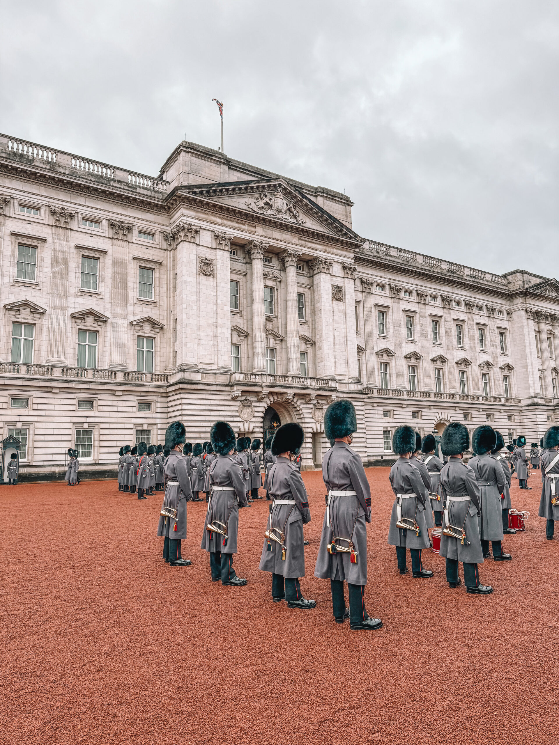 Changing of the guards at Buckingham Palace in London, England