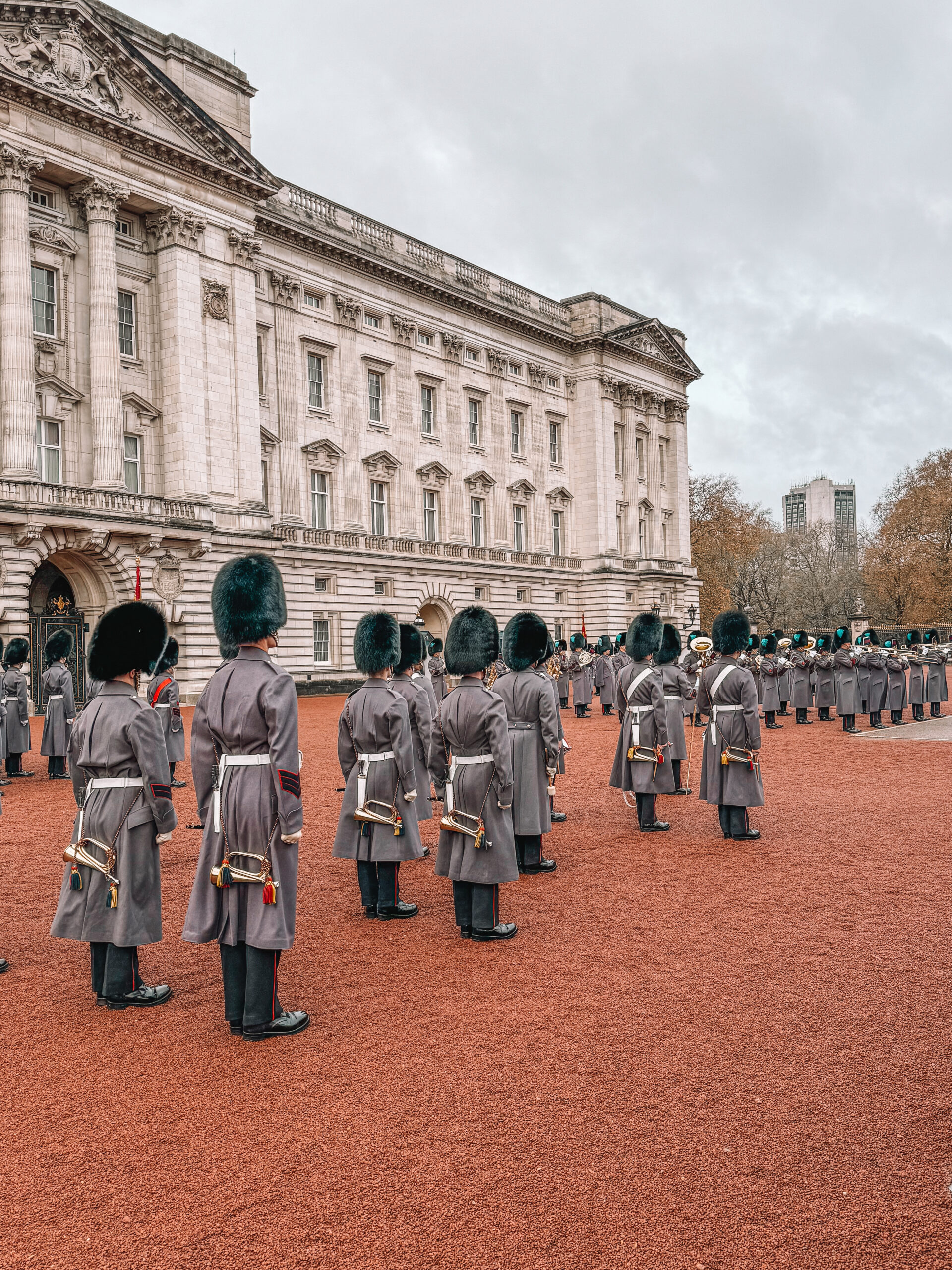 Changing of the guards at Buckingham Palace in London, England
