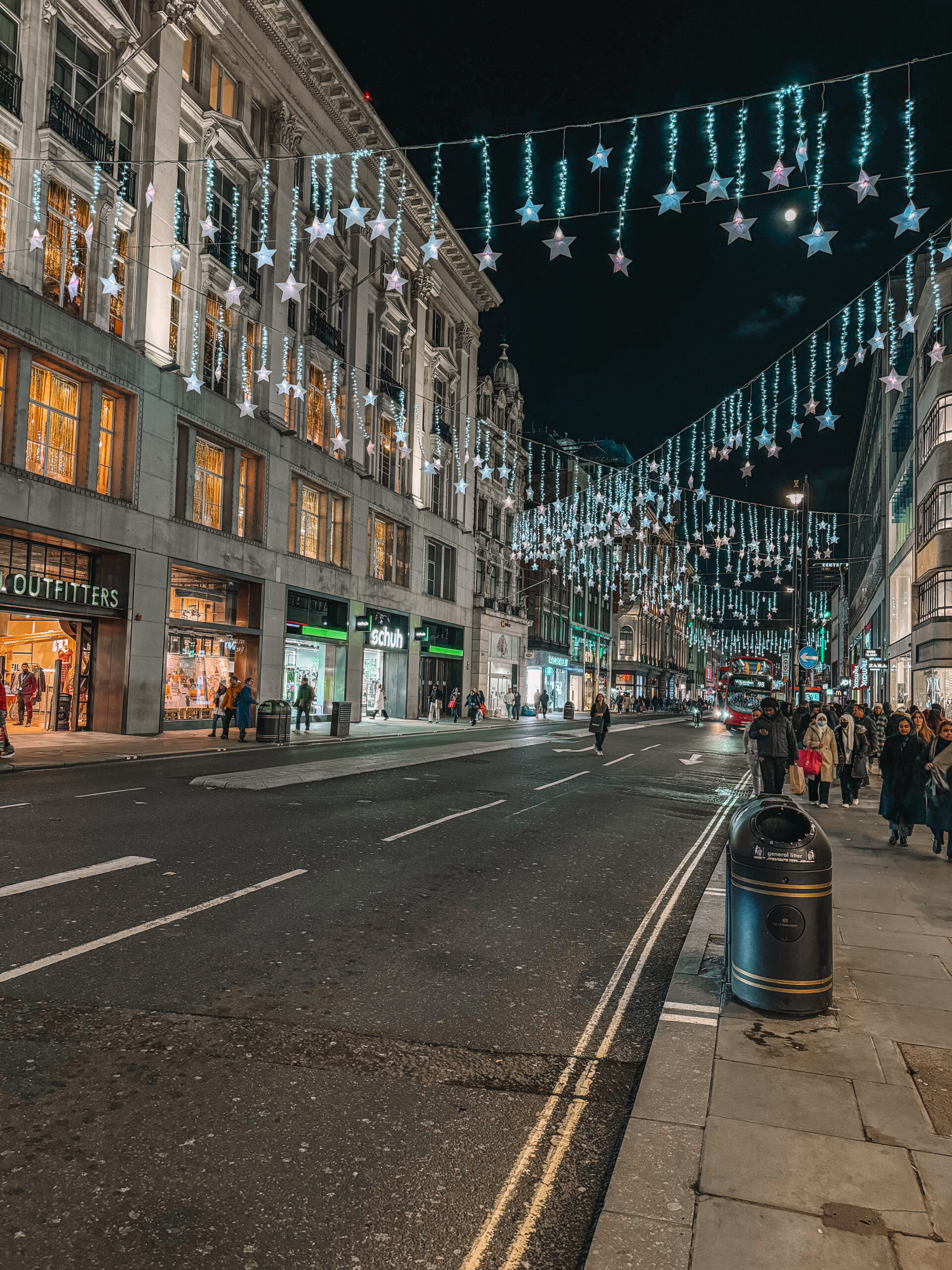 Christmas lights in London, England