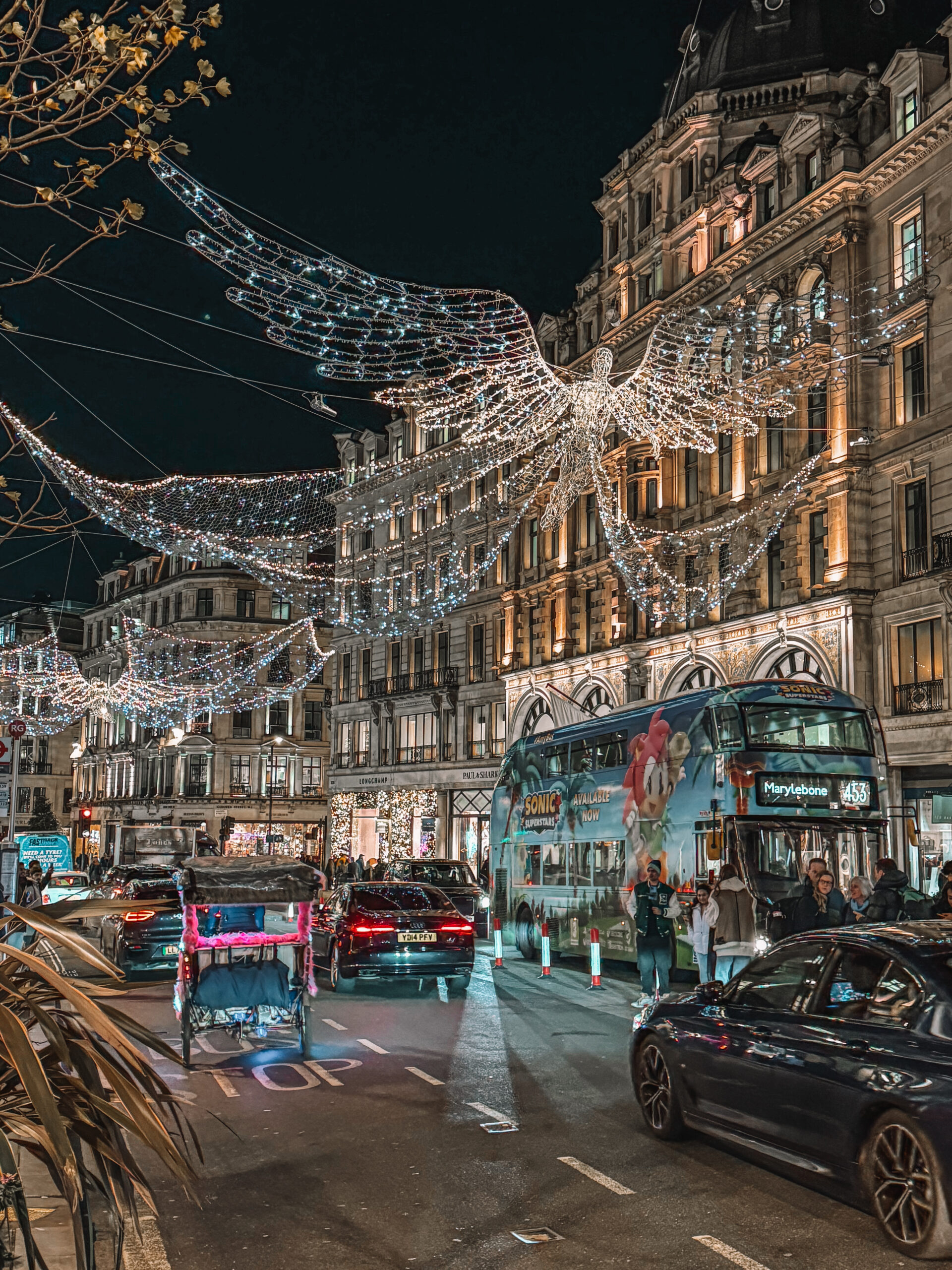 Christmas lights in London, England