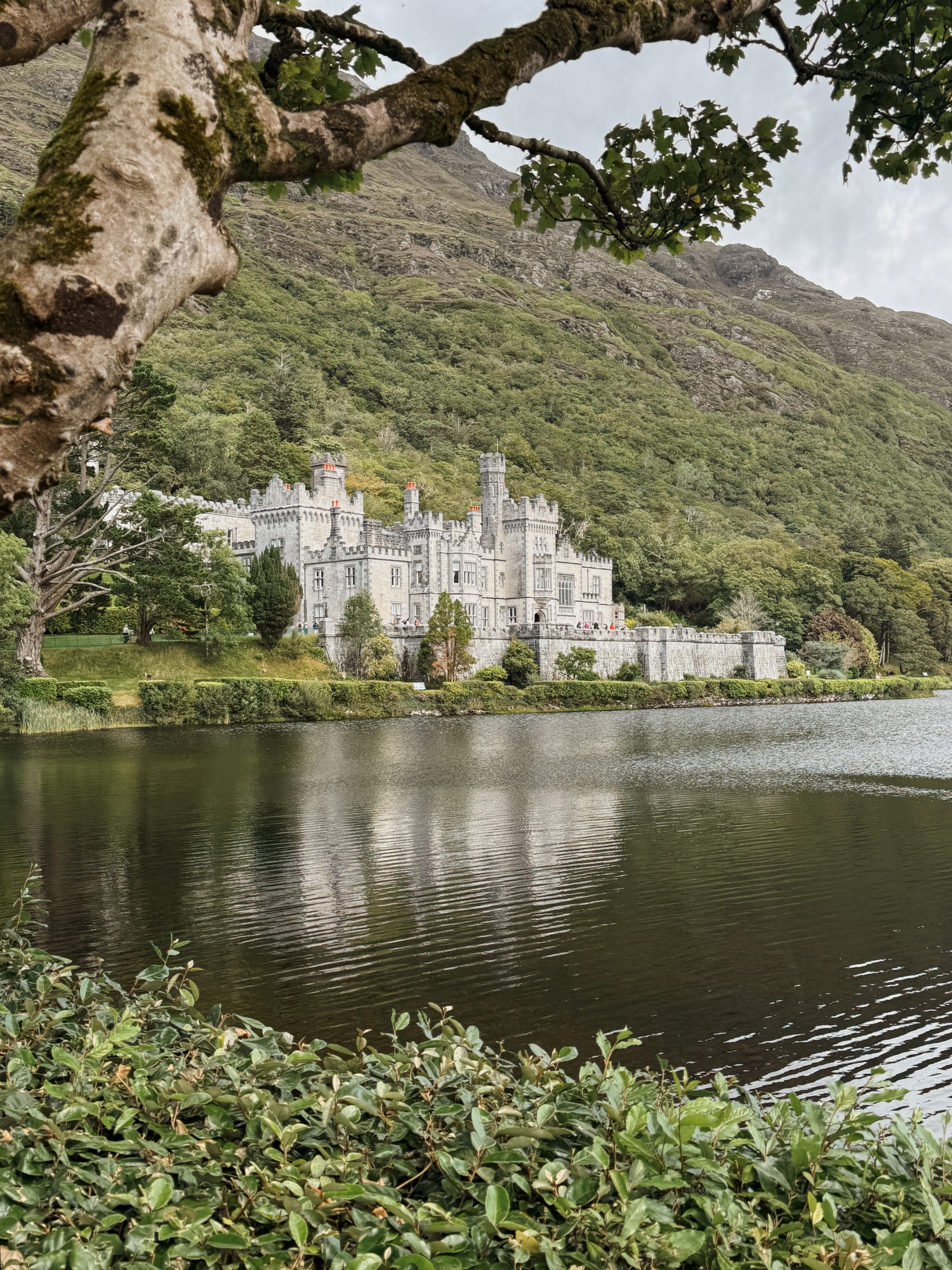 Exterior photo of Kylemoore Abbey on the Connemara Loop in Ireland