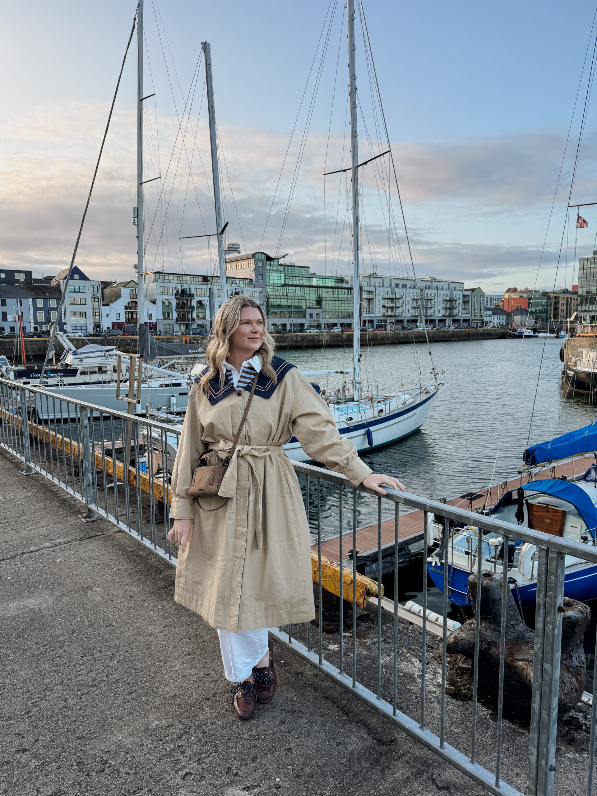 Woman at the Port of Galway at Galway Docks in Galway, Ireland