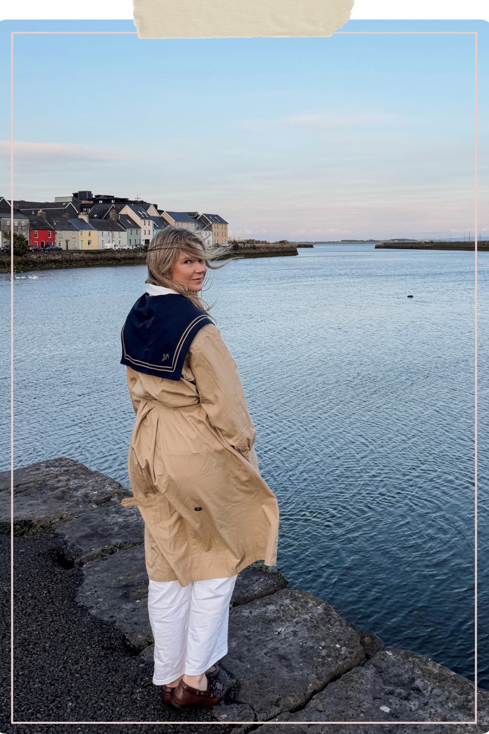Woman standing at The Long Walk in Galway, Ireland
